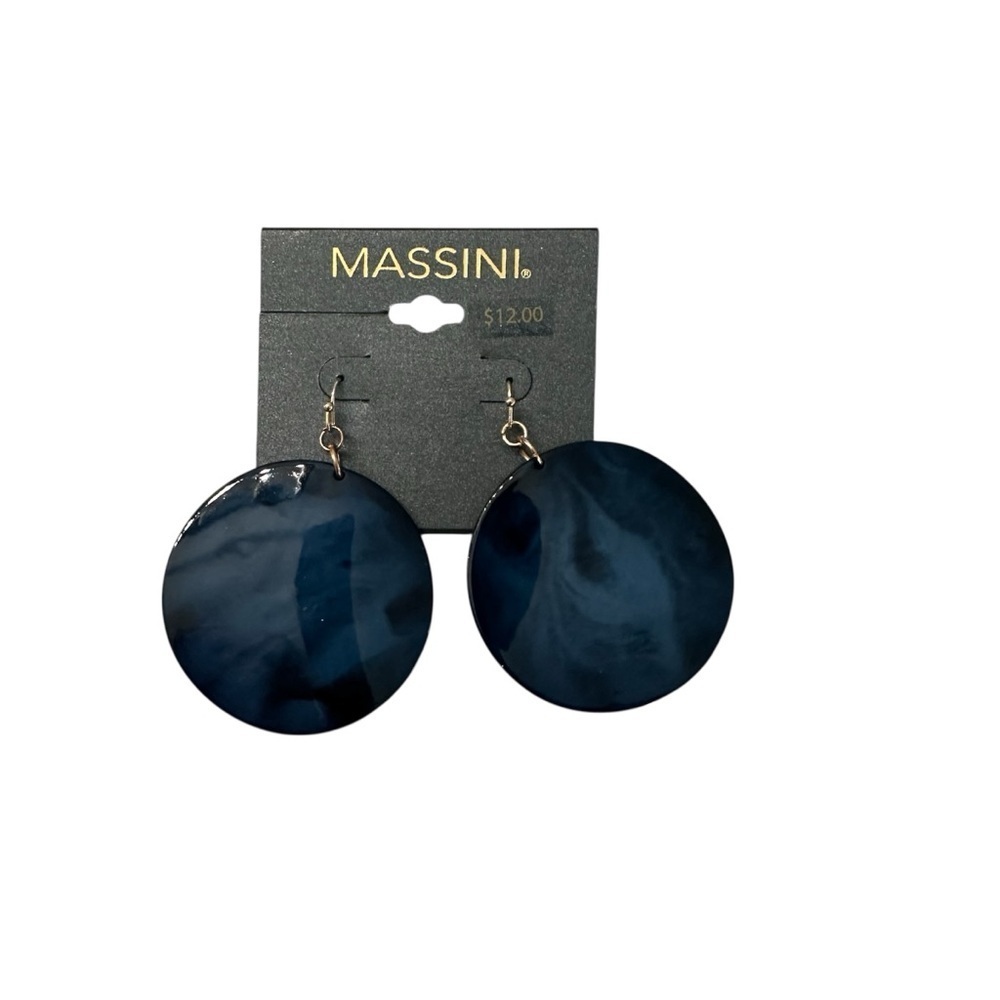 Massini Women’s Grey Smooth Circle Design Hook Earrings NWT